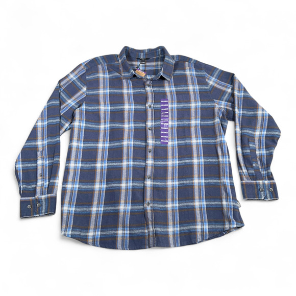 Eddie Bauer Shirt Adult 2XL Blue Plaid Flannel Cotton Outdoor Canyon Workwear - Picture 1 of 11
